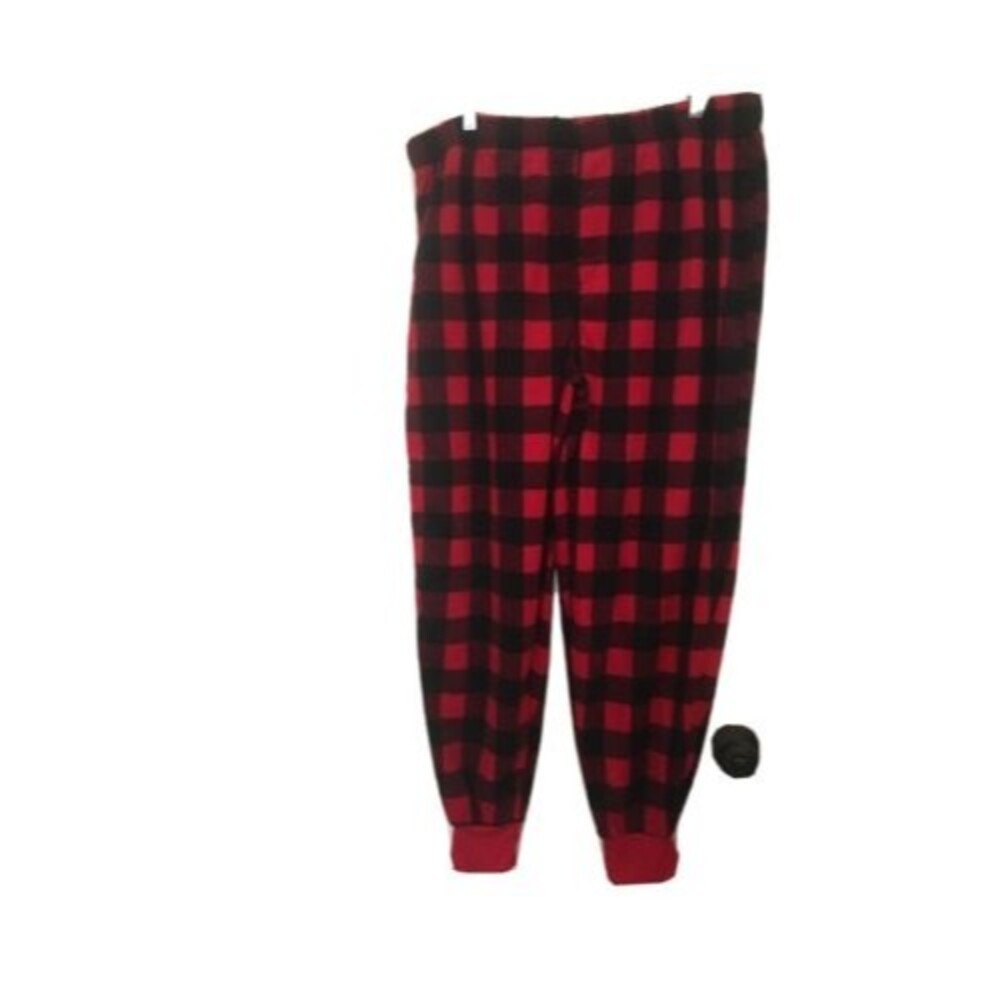 PJ's + Pancakes Men's Soft Fleece Red & Black Check Pajama Pants Size XL